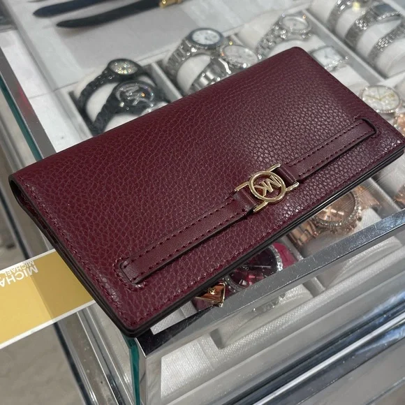 Michael Kors Reed Lg Bifold Pebbled Leather Snap Wallet Card Case 
Oxblood 
NWT - Picture 10 of 16